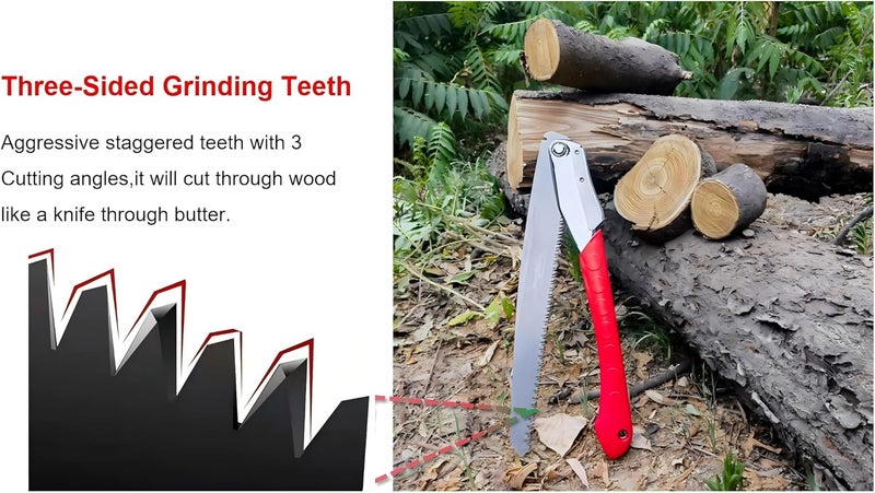 DragonflyTEC Large Folding Saw:Extra-Long 14-Inch Blade Camping Saw for Hiking Camping.Folding Camp Saw with Pulse Harded Blade for Dry Wood/Tree Trimming,Folding Hand Saw is SK5-Steel - Image 4